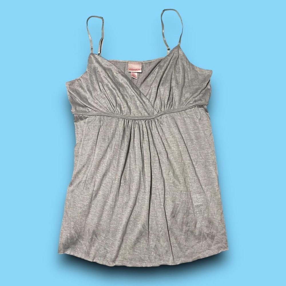 Y2K Silver Sparkly Babydoll Tank Top Size Large Fairycore Downtown Girl